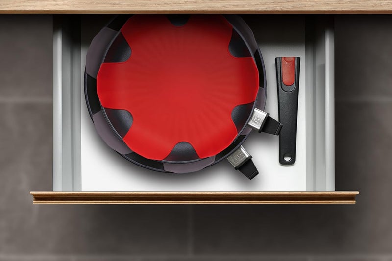 Woll Silicone Pan Protectors for Cookware, Set of 3, Red/Gray - Image 4