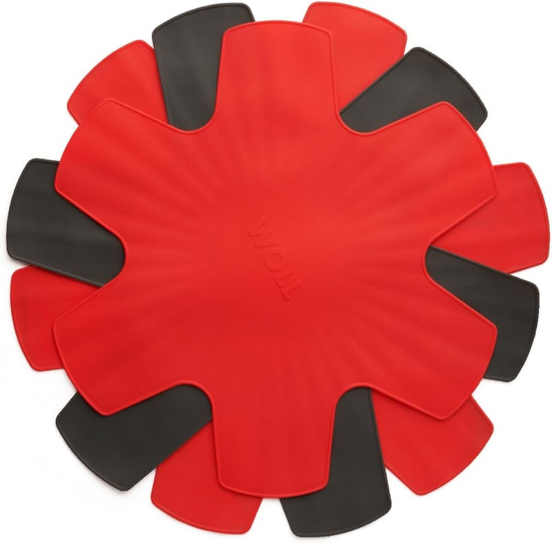 Woll Silicone Pan Protectors for Cookware, Set of 3, Red/Gray - Image 3