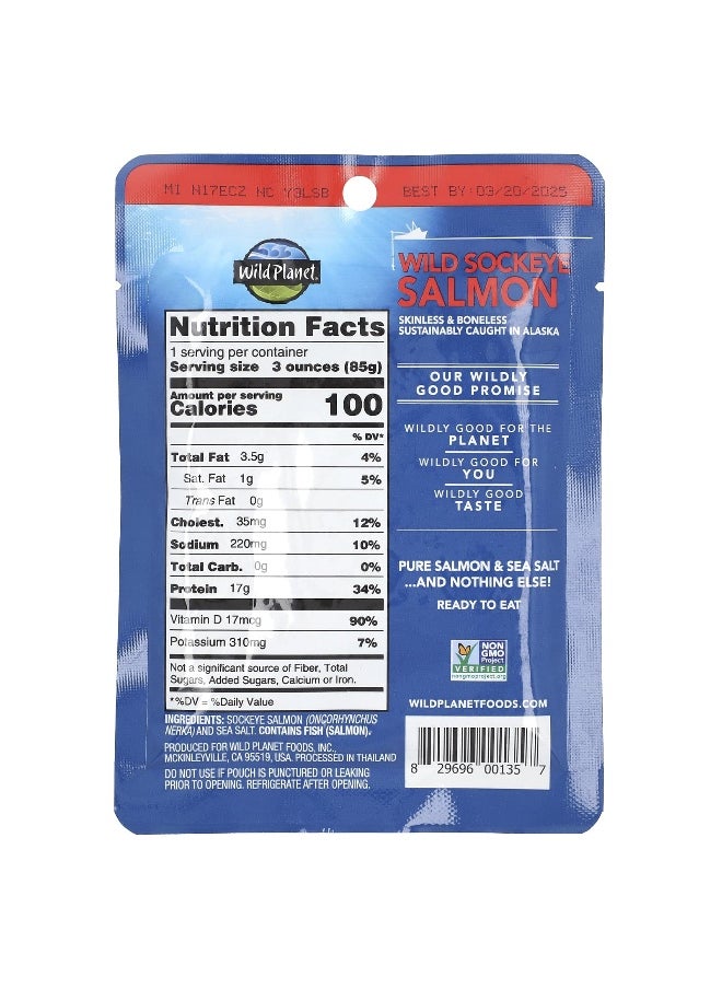 Wild Planet Wild Planet, Wild Sockeye Salmon, 3 oz (85 g)  - Image 2