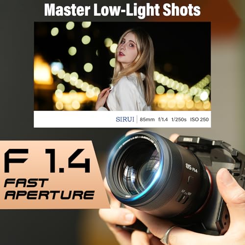 SIRUI Aurora 85mm F1.4 Full Frame Auto Focus Lens, Telephoto Prime Portrait Lens for E Mount Cameras FX3, FX6, A7 Series, A7R Series, A7S Series, A9, ZV-E1, Black - Image 5