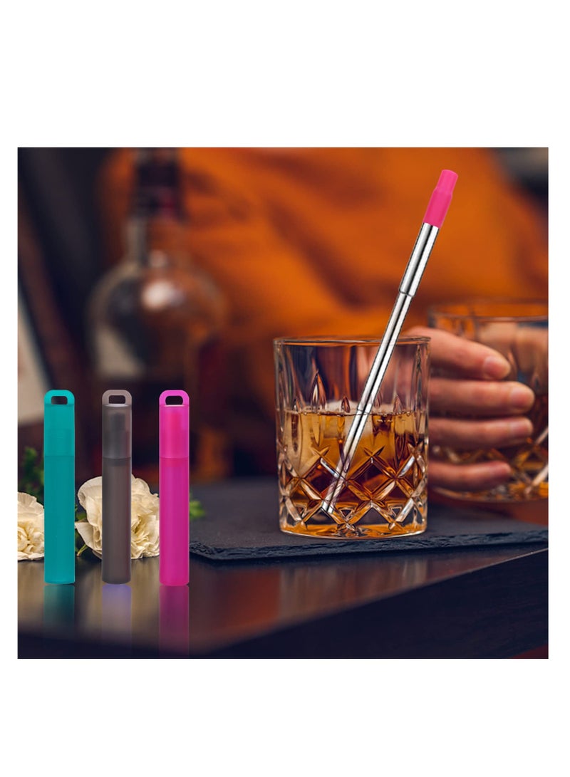 SYOSI Metal Reusable Straws, 3 Pack Collapsible Portable Stainless Steel Straws, with Plastic Housing Silicone Tips and Cleaning Brush, Eco-Friendly Material, Retractable Portable Pocket Drinking Straws - Image 5