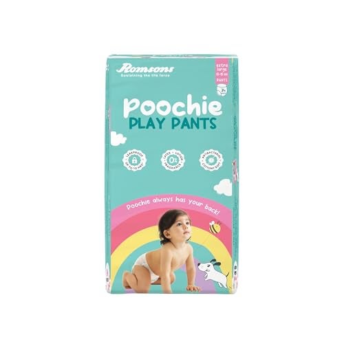 Romsons Poochie Play Pants Baby Diapers - XL (34 Pieces) | Suitable for 13-15 KG | 360° Comfort Fit and Leakproof Upto 10 Hrs. - Image 1