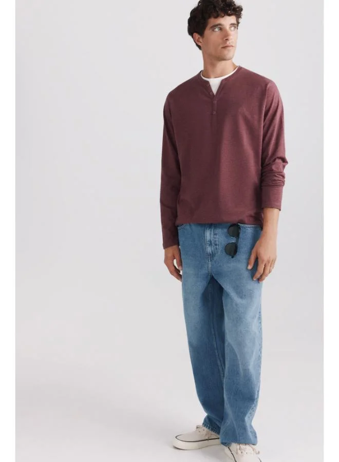 Springfield Double neck Henley long sleeve T-shirt