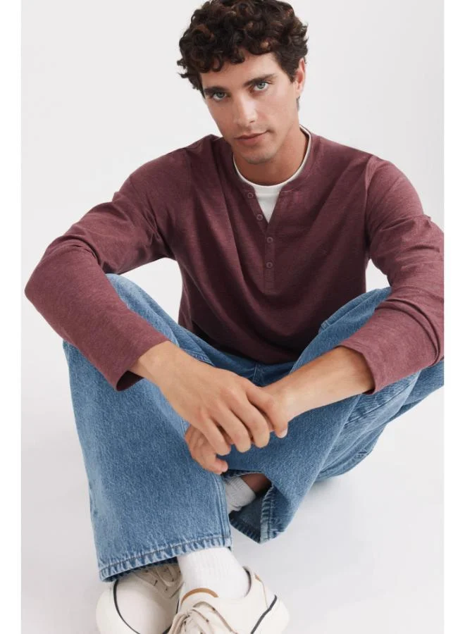 Springfield Double neck Henley long sleeve T-shirt