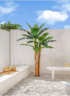 Zvezvia Artificial Tree 180CM Banana Plant for Outdoor,18 Leaves 70.8in Fake Banana Tree for Home Decor,Green,Natural  - Image 4