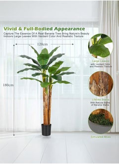 Zvezvia Artificial Tree 180CM Banana Plant for Outdoor,18 Leaves 70.8in Fake Banana Tree for Home Decor,Green,Natural  - Image 5