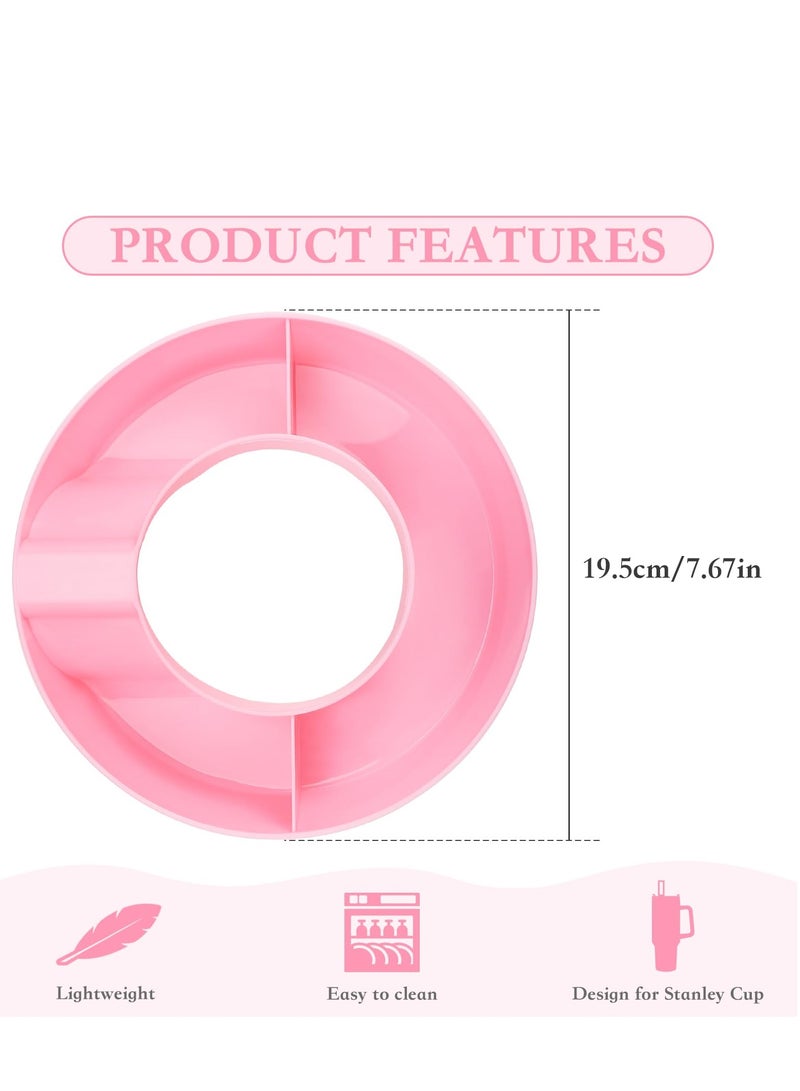Excefore 40oz Snack Bowl for Stanley Cup, Reusable Snack Ring Compatible, Tumbler with Handle, Cute Water Bottle Accessories with Long Silione, Pink - Image 5