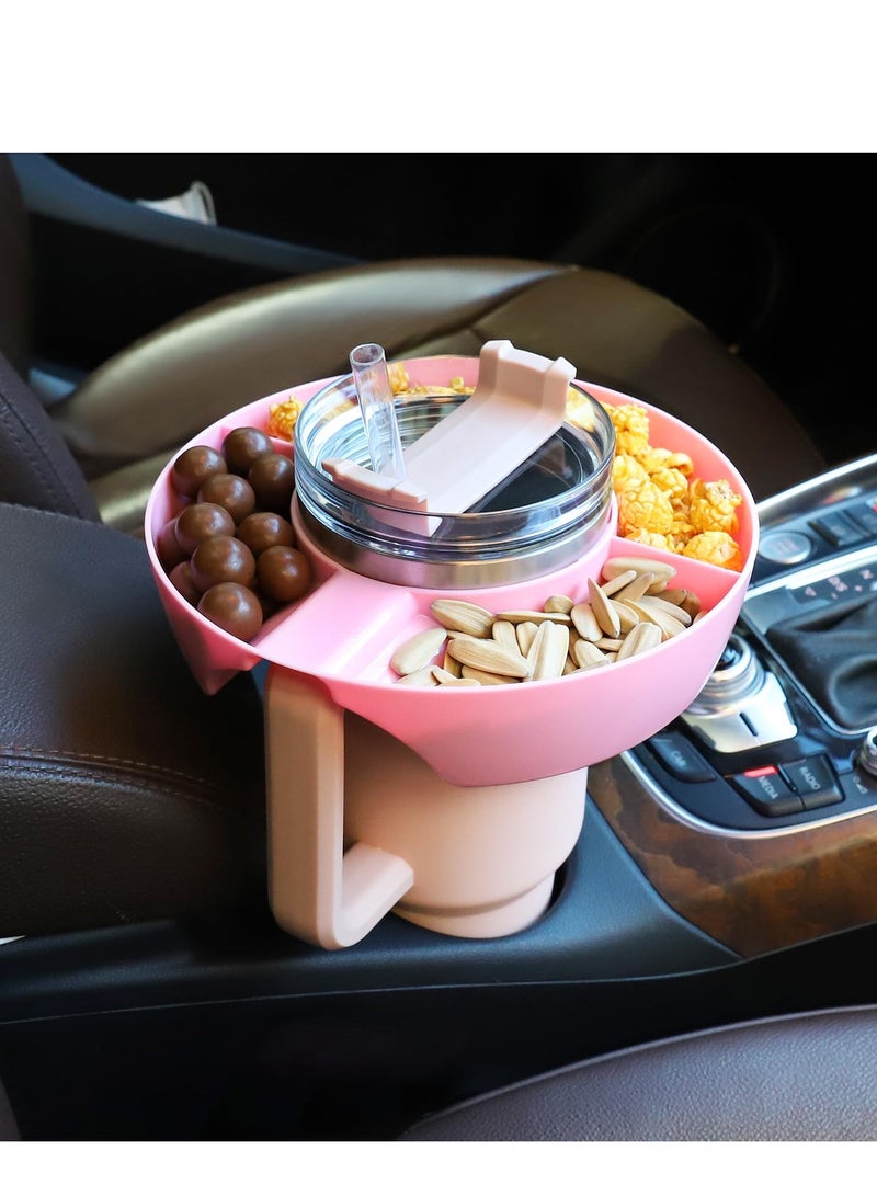 Excefore 40oz Snack Bowl for Stanley Cup, Reusable Snack Ring Compatible, Tumbler with Handle, Cute Water Bottle Accessories with Long Silione, Pink - Image 4