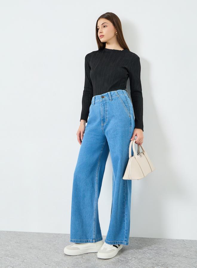 Styli Women High Rise Wide Leg Jeans - Image 1