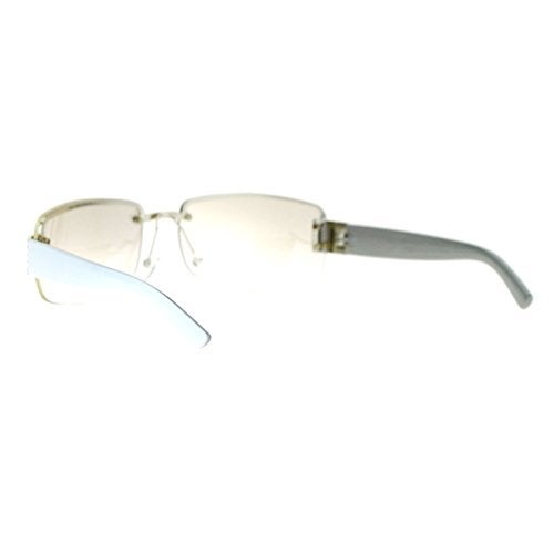 SA106 Rimless Rhinestone Jewel Hinge Luxury Bling Sunglasses Clear White - Image 4