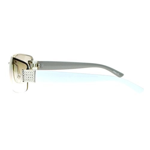 SA106 Rimless Rhinestone Jewel Hinge Luxury Bling Sunglasses Clear White - Image 3