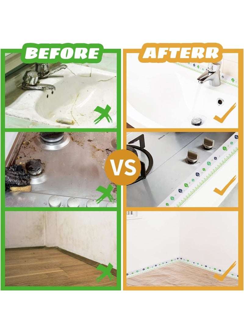 Cobest PVC Caulk Strip for Bathtub, 2 Pack 1.5 Inch Wide 10.5Ft Length Tub and Wall Peel and Caulk Strip, Create a Tight Seal Between the Bathtub and Wall to Keep Moisture Out, Leaf - Image 4