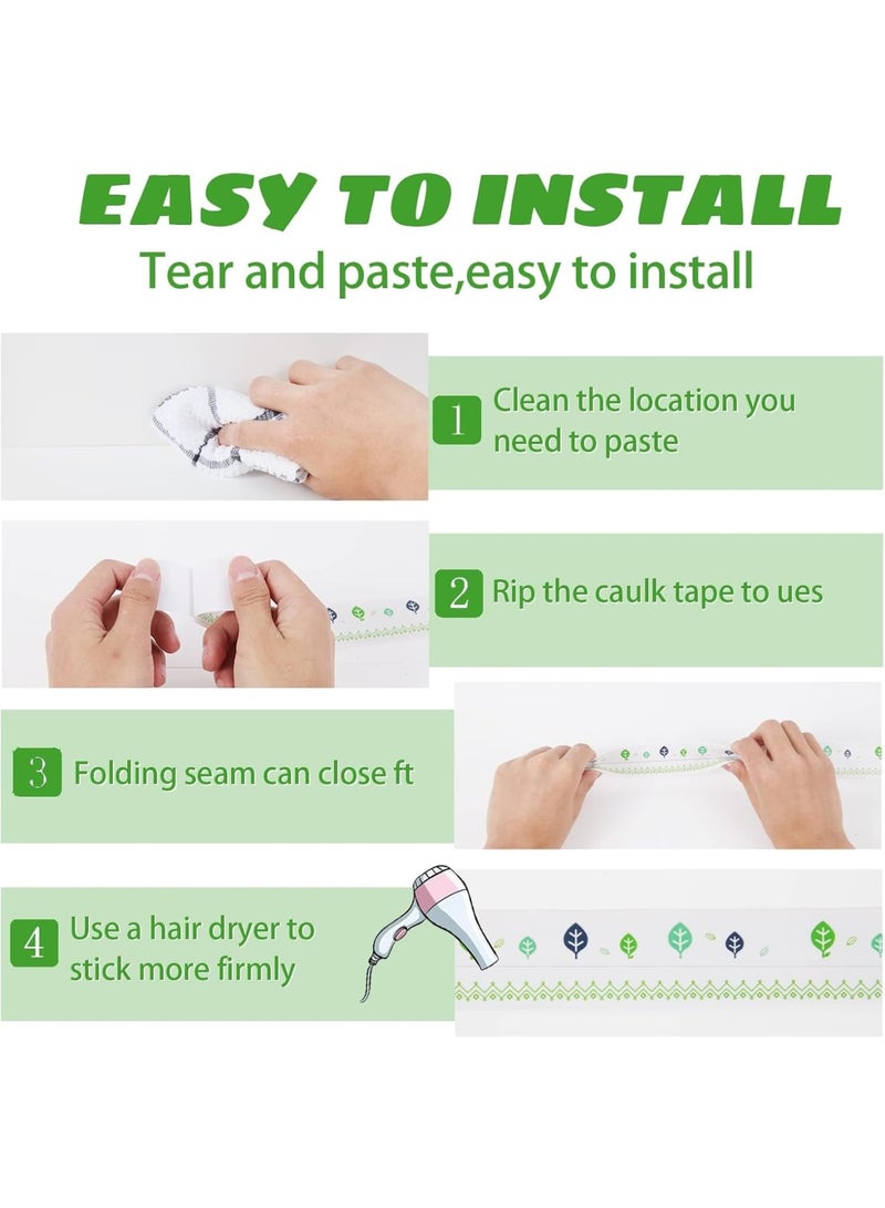 Cobest PVC Caulk Strip for Bathtub, 2 Pack 1.5 Inch Wide 10.5Ft Length Tub and Wall Peel and Caulk Strip, Create a Tight Seal Between the Bathtub and Wall to Keep Moisture Out, Leaf - Image 3