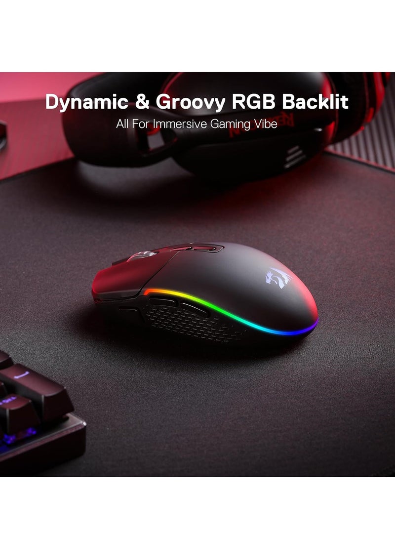 REDRAGON M719 Pro Wireless Optical Gaming Mouse, 8 Programmable Buttons, RGB Backlit, 10,000 DPI, Ergonomic PC Computer Gaming Mice with Fire Button - Image 4