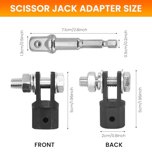 Serplex® Scissor Jack Adapter for 1/2 Inch Drive Impact Wrench or 13/16 Inch Lug Wrench, Car Scissor Jack Adapter for Ring Or Double Hole Scissor Jacks, Power Drill Scissors Connector for Car RV - Image 2