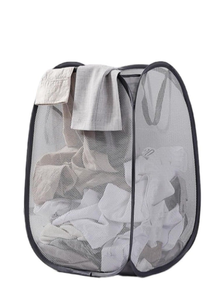 Raxoom Laundry Basket Clothes Hamper, Foldable Storage Basket,Collapsible Clothes Washing Laundry Hamper,Travel Hamper,Mesh Pop Up Laundry Hamper with Carry Handle - Image 1