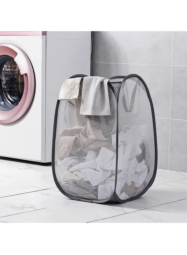 Raxoom Laundry Basket Clothes Hamper, Foldable Storage Basket,Collapsible Clothes Washing Laundry Hamper,Travel Hamper,Mesh Pop Up Laundry Hamper with Carry Handle - Image 2