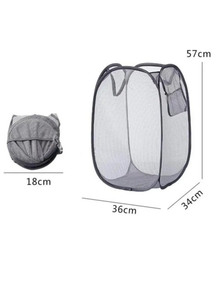 Raxoom Laundry Basket Clothes Hamper, Foldable Storage Basket,Collapsible Clothes Washing Laundry Hamper,Travel Hamper,Mesh Pop Up Laundry Hamper with Carry Handle - Image 3