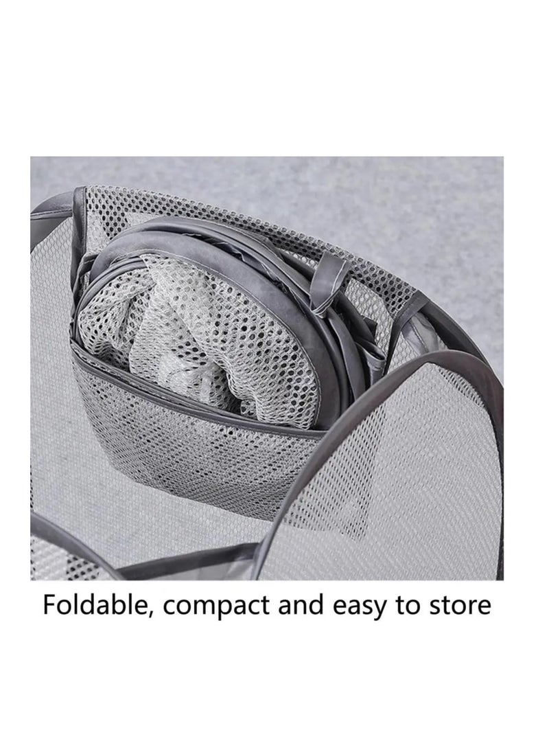 Raxoom Laundry Basket Clothes Hamper, Foldable Storage Basket,Collapsible Clothes Washing Laundry Hamper,Travel Hamper,Mesh Pop Up Laundry Hamper with Carry Handle - Image 5