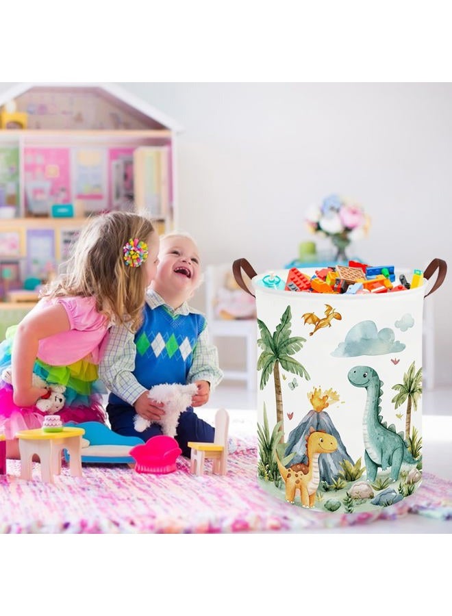 FXOCSHE Dinosaurs Baby Laundry Hamper,Collapsible canvas laundry basket,Dinosaur Baskets for Boys,Dragon dirty clothes basket,Baby Room decor(Roaring dinosaur) - Image 4