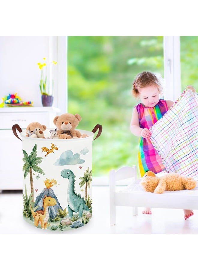 FXOCSHE Dinosaurs Baby Laundry Hamper,Collapsible canvas laundry basket,Dinosaur Baskets for Boys,Dragon dirty clothes basket,Baby Room decor(Roaring dinosaur) - Image 3