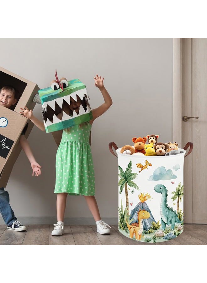 FXOCSHE Dinosaurs Baby Laundry Hamper,Collapsible canvas laundry basket,Dinosaur Baskets for Boys,Dragon dirty clothes basket,Baby Room decor(Roaring dinosaur) - Image 2