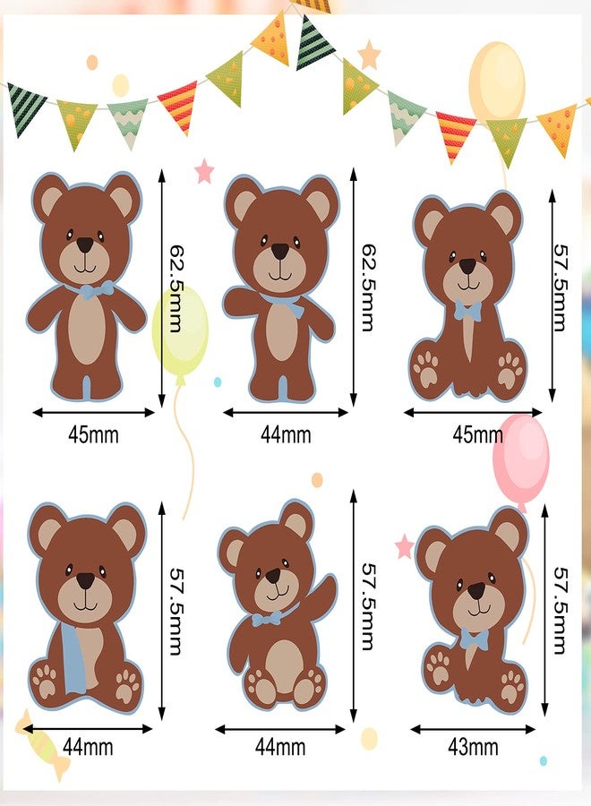 Chinco 48 Pieces Bear Cupcake Cake Toppers Blue Bear Themed Baby Shower Decorations Supplies for Boy Baby Shower Birthday Party Decorations Supplies - Image 4
