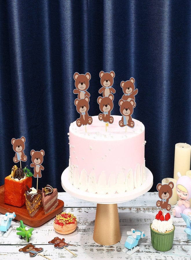 Chinco 48 Pieces Bear Cupcake Cake Toppers Blue Bear Themed Baby Shower Decorations Supplies for Boy Baby Shower Birthday Party Decorations Supplies - Image 5