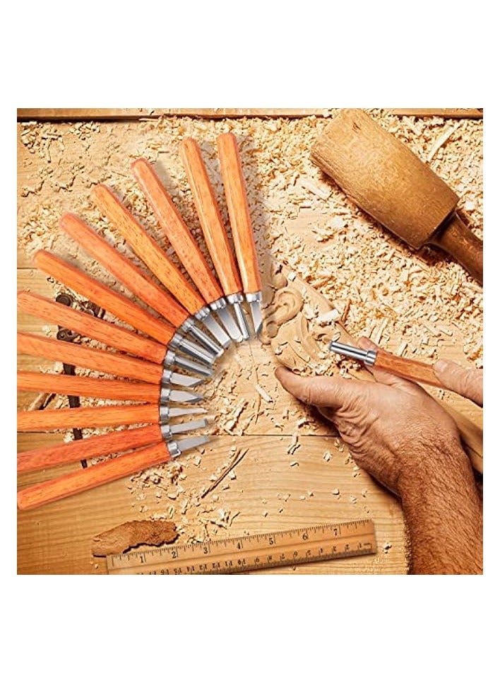PROMASS Wood Carving Tools Set, Pumpkin Carving Kit, 12 PCS Wood Carving Kit for DIY Sculpture Carpenter Experts & Beginners, Relief Tools for Wood Blocks, Basswood, Softwoods  - Image 2