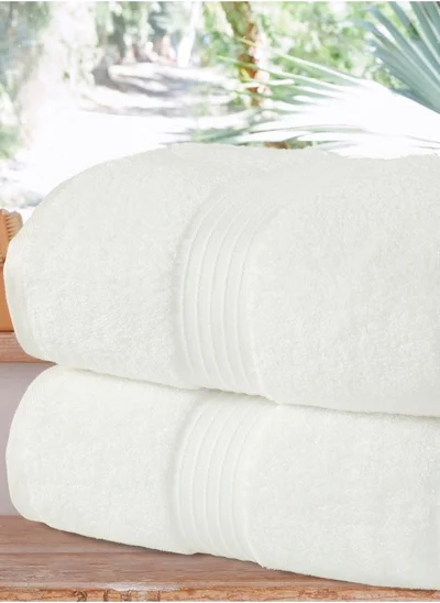 Bliss Casa 2-Piece Bath Sheets, 100% Combed Cotton 550 GSM Superior Quality Towels, Quick Dry Highly Absorbent 90x180 cm White 80x190cm