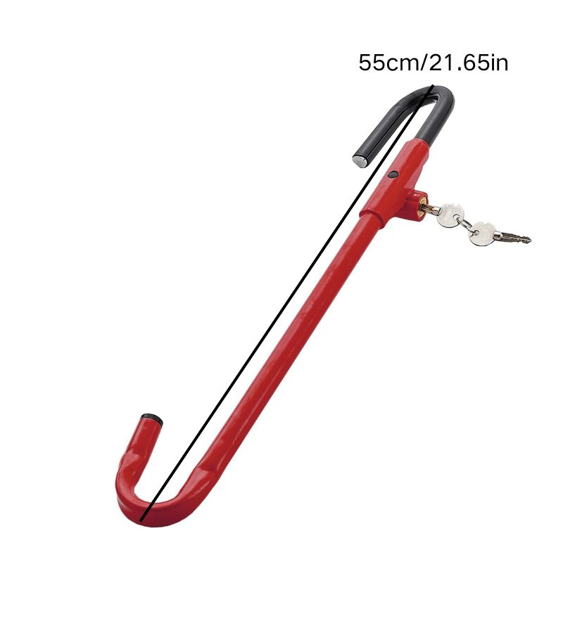 Red Groove Brake Steering Wheel Lock Anti Theft Car Universal Safety - Image 3