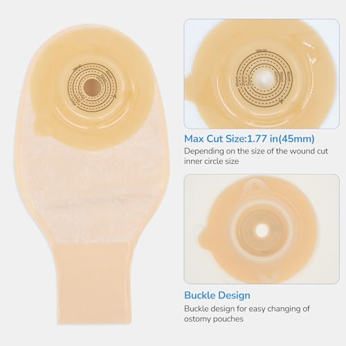 Heagimed 15PCS 2-Piece Colostomy Bags, Colostomy Supplies, 45 mm Deep Convex Ostomy Bags for Retracted Stomas, Drainable Ostomy Pouch for Ileostomy Stoma Care (10 x Ostomy Bag+5 x Barrier+2 x Clamps) - Image 2
