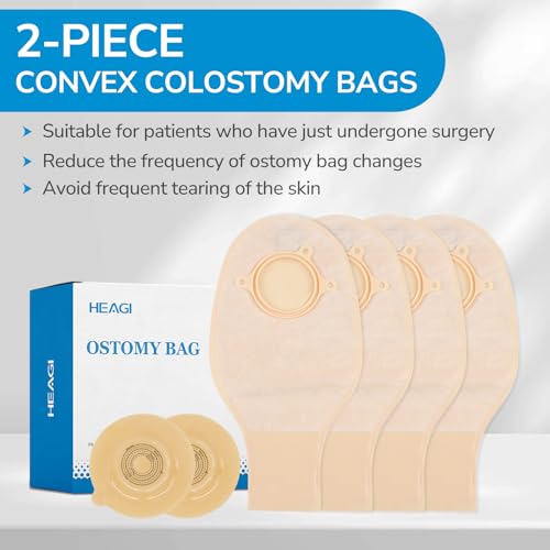 Heagimed 15PCS 2-Piece Colostomy Bags, Colostomy Supplies, 45 mm Deep Convex Ostomy Bags for Retracted Stomas, Drainable Ostomy Pouch for Ileostomy Stoma Care (10 x Ostomy Bag+5 x Barrier+2 x Clamps) - Image 5