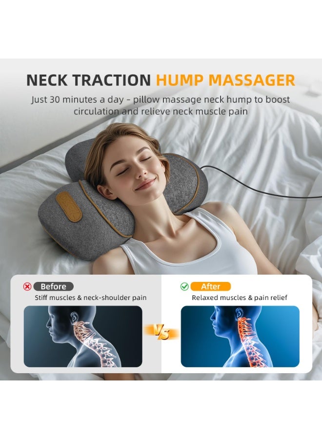 YelaJoy 3-in-1 Heated Pillow Massage Neck Hump, Ergonomic Cervical Neck Pillows- 26° Angle Cervical Support with Heat Compress, Plug in Neck Hump Corrector for Pain Relief and Restful Sleep (Dark Grey) - Image 4