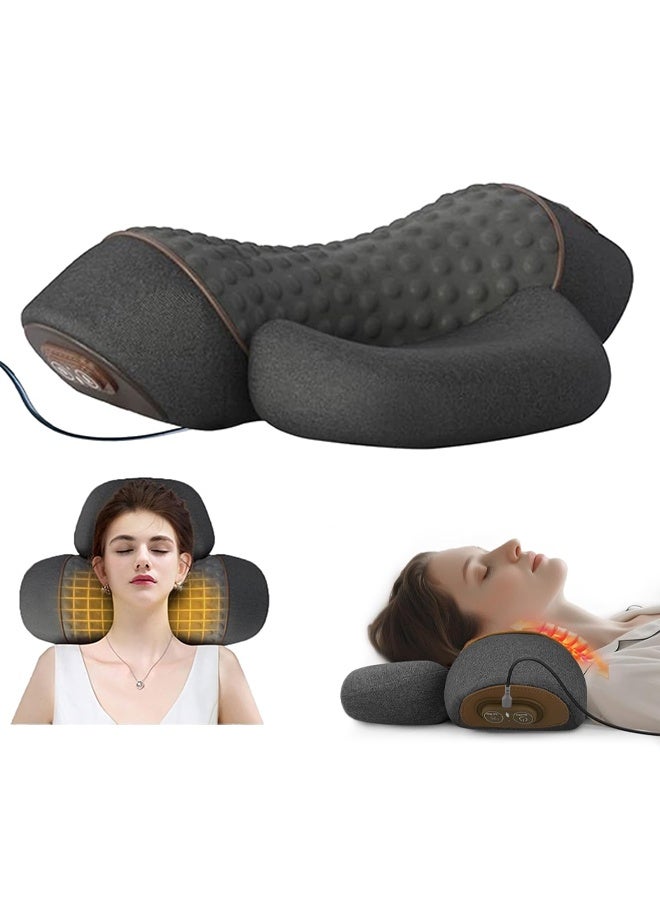 YelaJoy 3-in-1 Heated Pillow Massage Neck Hump, Ergonomic Cervical Neck Pillows- 26° Angle Cervical Support with Heat Compress, Plug in Neck Hump Corrector for Pain Relief and Restful Sleep (Dark Grey) - Image 1