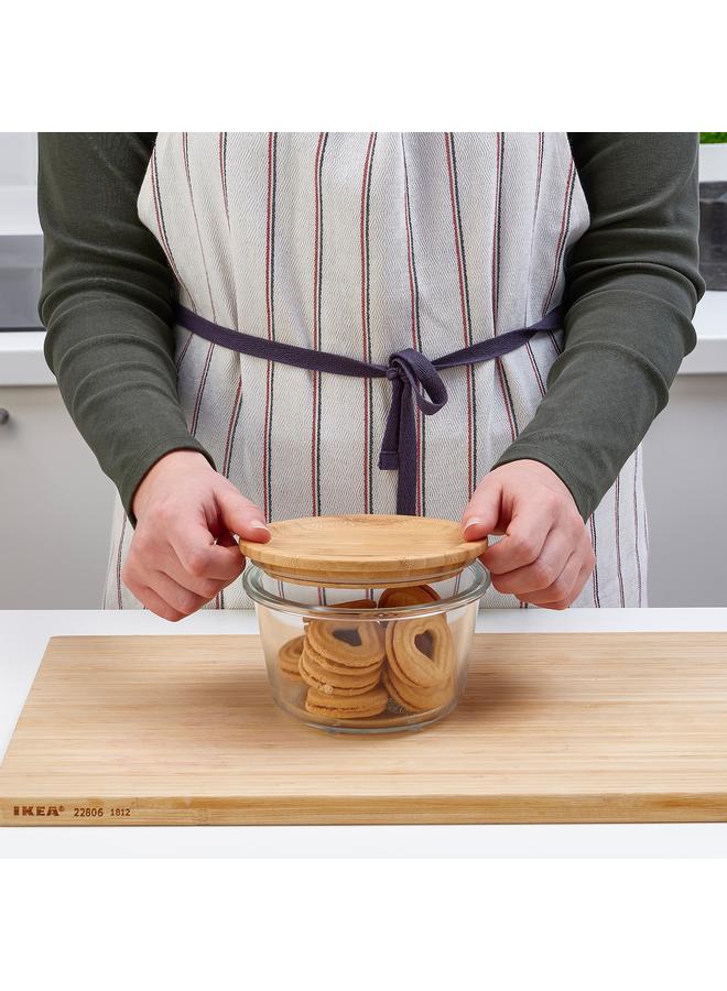 Zaboon Food Container With Lid, Round Glass/Bamboo, 600 Ml - Image 5