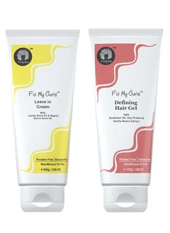 Fix My Curls Protein Styling Duo| For Curly, Wavy, Dry & Frizzy Hair | Frizz Control | Silicone Free Curl Defining Cream & Gel| 3.52 oz each  - Image 1