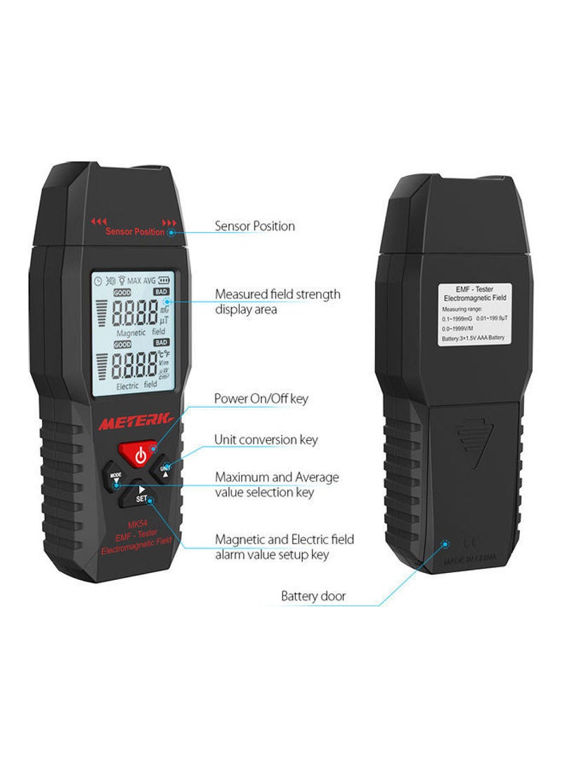 Loquat Electromagnetic Field Radiation Mini Tester Black 19.5cm - Image 3