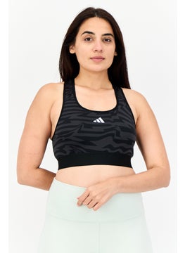 Adidas Kids Girl Brand Logo Padded Sports Bra, Black  - Image 1