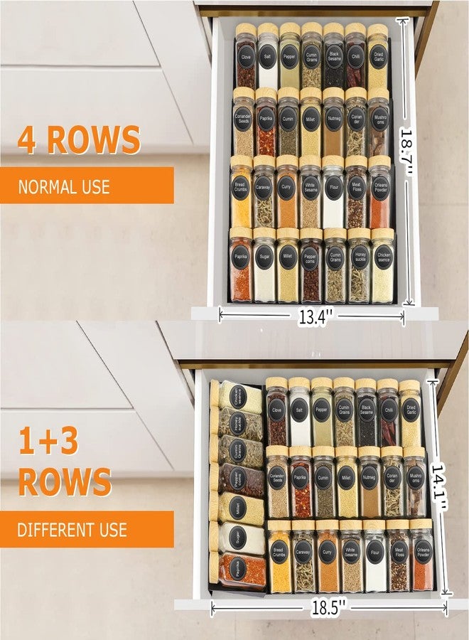 Jolfay Expandable Acrylic Spice Drawer Organizer,4-Tier Slanted Seasoning Jars Tray for Kitchen Cabinet Drawers Insert/Countertop (Jars not included)-4Pcs / Black - Image 4