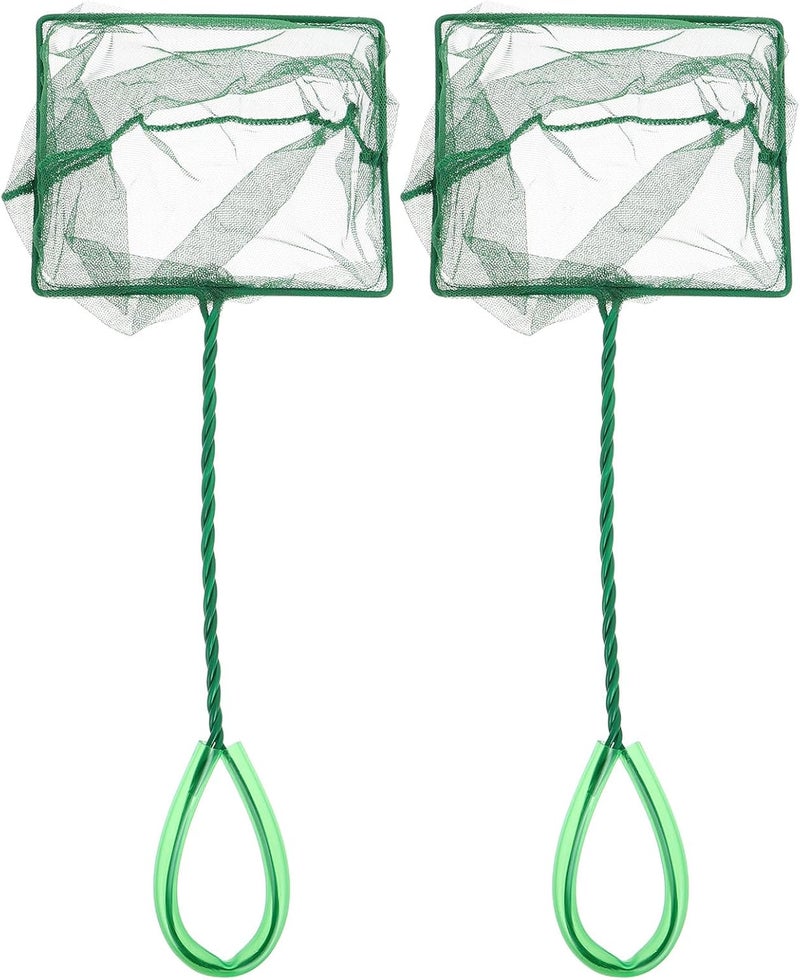 VOSAREA 2pcs Large Handheld Fish Net for Aquarium Tank Cleaning Square Fine Mesh Fish Tank Skimmer Net with Sturdy Handle Suitable for Catching - Image 1