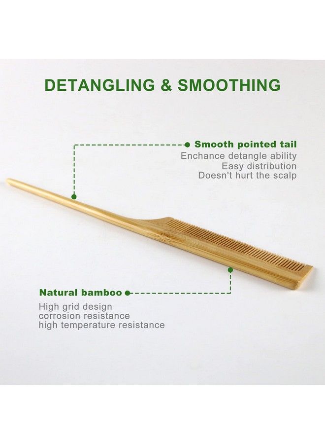 MRD Bamboo Rat Tail Comb Natural Bamboo Hair Tool With Fine Teeth For Teasing Strands & Post Styling Mrd Antistatic Natural Curly Hair For Womens And Men - Image 5