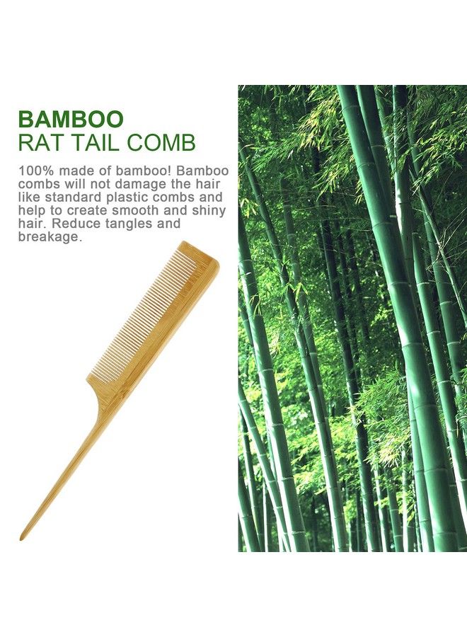 MRD Bamboo Rat Tail Comb Natural Bamboo Hair Tool With Fine Teeth For Teasing Strands & Post Styling Mrd Antistatic Natural Curly Hair For Womens And Men - Image 4