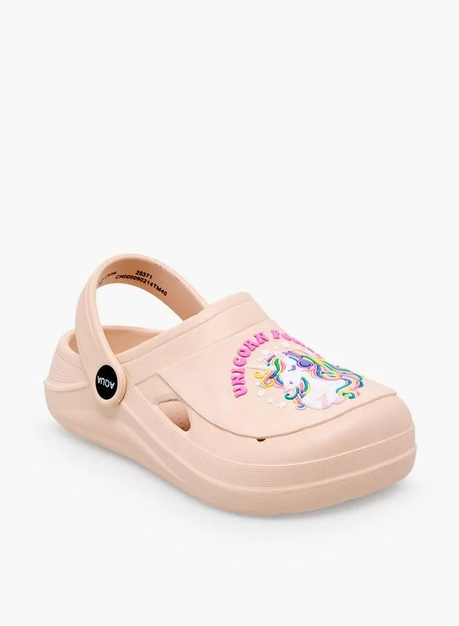 أكوا Girls Unicorn Applique Clogs