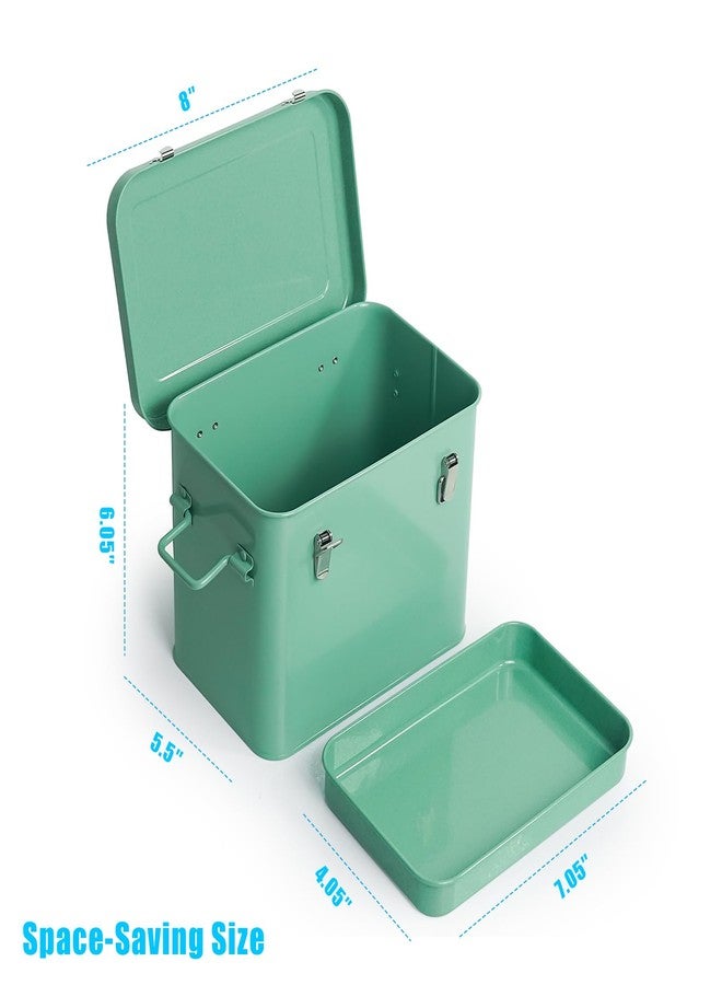 Luwint Small Storage Box with Removable Tray, Tin Metal Seed Organizer/Keepsake Boxes with Hinged Lid/Mini Tool Box Container, 8’’Length - Image 2