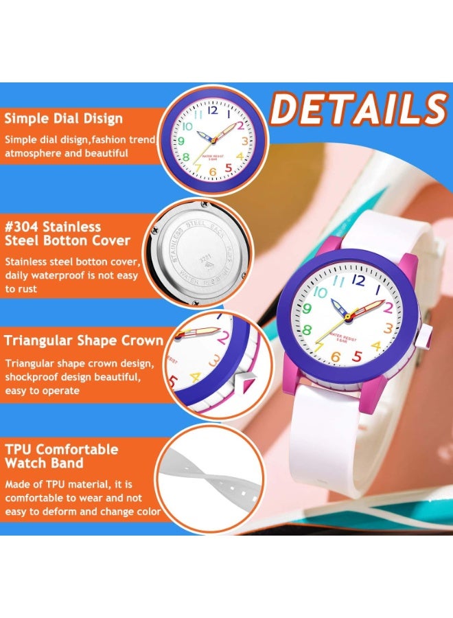 Kids Analog Watch for Girls Kids Teens, Minimalist Color Matching Analog Wrist Watch for Girls, 5ATM Waterproof Analog Watch with Soft Band, Easy to Read for Girl Aged 8-15 Birthday Gift - Image 4