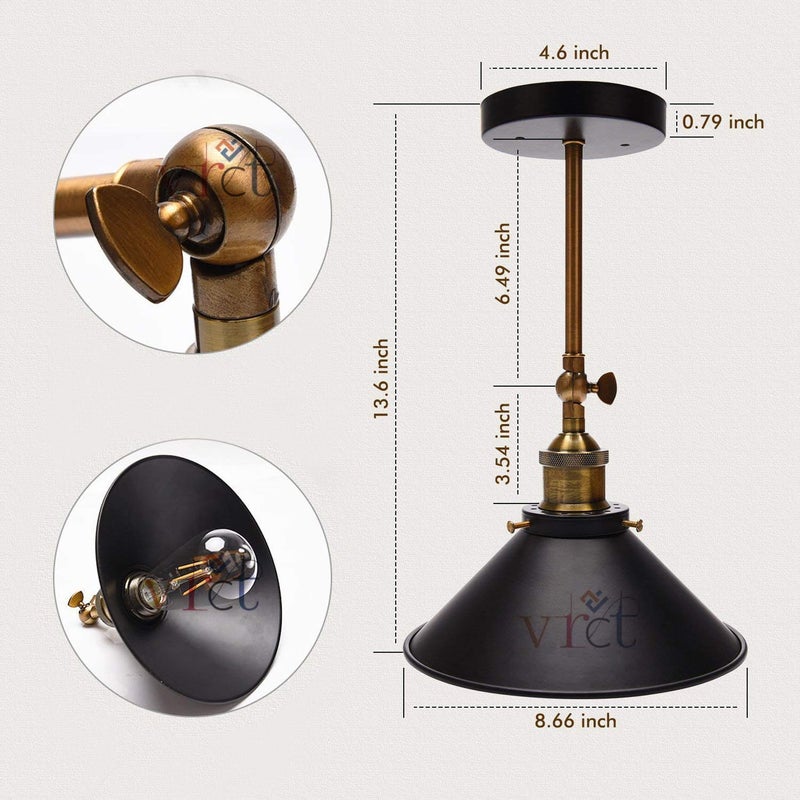 VRCT Wall Sconces 2Pack Black Industrial Vintage Wall Lamp Fixture Simplicity Bronze Finish Arm Swing Wall Lights - Image 3