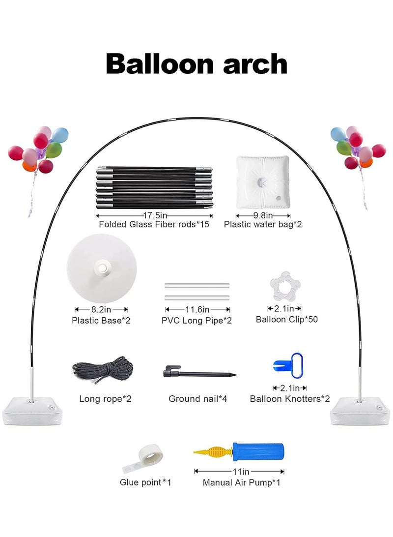أوربازار مجموعة قوس البالونات للحفلات، مجموعات بالونات حفلات للأطفال، حامل قوس بالونات قابل لإعادة الاستخدام وقابل للتعديل بطول 10 أقدام مع قاعدتين قابلتين للتعبئة بالماء و50 مشبك بالونات وقضيب ألياف قابل للانحناء لحفلات الزفاف والتخرج وأعياد الميلاد - Image 2