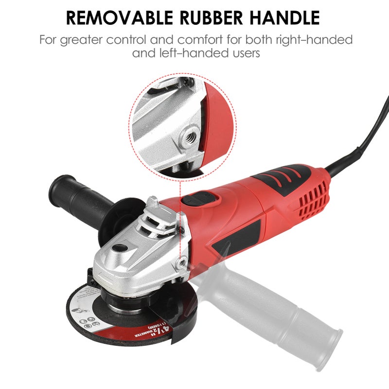 Angle Grinder: 6-Amp 720W 11000RPM Powerful Electric Grinder - Convenient Operation Ergonomic Design Corded Angle Grinder for Professional Cutting Grinding Applications - Image 2