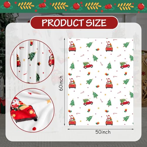Edenleaf Christmas Blanket - White Holiday Throw with Santa Claus & Snowman - Warm Cozy Fleece Winter Blanket, 50x60 Inches，White - Image 2